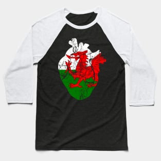 Love Wales Anatomical Heart Welsh Dragon St Davids Baseball T-Shirt